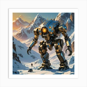 Robot In The Snow Art Print