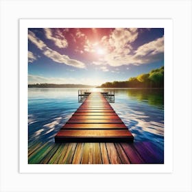 Pier On The Lake 1 Art Print