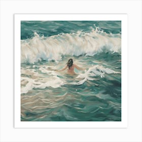 Girl In The Ocean Art Print