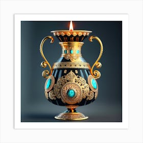 A vase of pure gold studded with precious stones 2 Art Print
