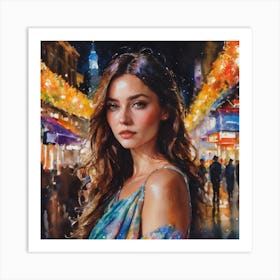 Bold women amidst lights. Art Print