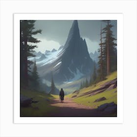 Man Walking Down A Path Art Print