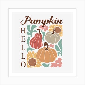 Boho-Fall-Autumn.Hello Pumpkin Art Print