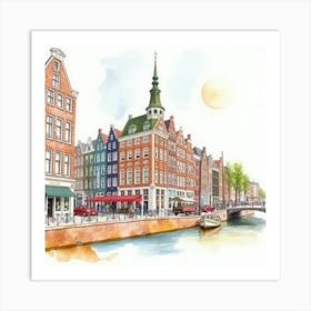 Watercolor Of Amsterdam 1 Art Print