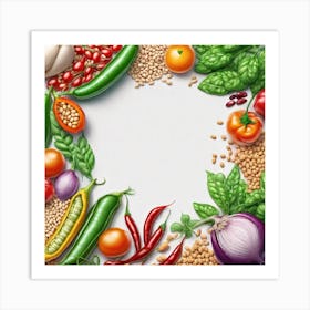 Vegetables In A Circle Art Print