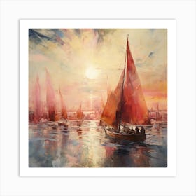 Magenta Horizons: Chausheva's Sails Art Print