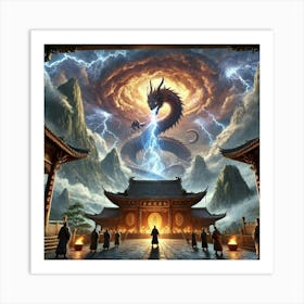 A Grand Scene Of An Ancient Chinese Temple High In Art Print