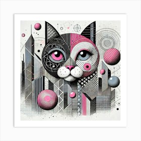 Luna Rail City Cat Art Print