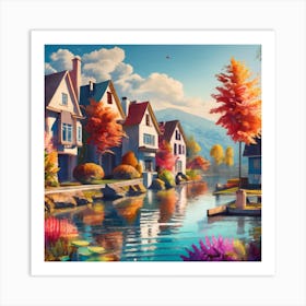 Autumn Village Art Print