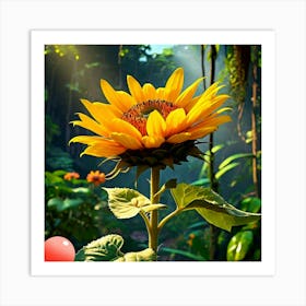 Sunflower In The Forest Art Print