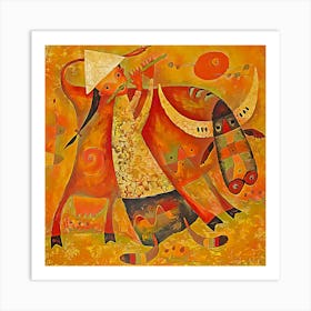 Keep Buffalo, Vietnamese folk painting 2 Art Print