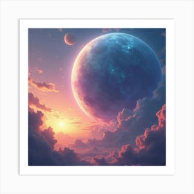 Titan In A Watercolor Sky, Clashing With Mystical, Colorful Energy 1 Art Print