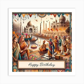 Happy Birthday Indian Art Print