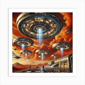 A Futuristic Sci Fi Depiction Of Floating Platform Art Print