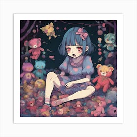 Teddy Bear Girl Art Print