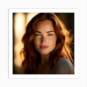 Close Up Portrait Woman Showcasing Detailed Facial Features Soft Focus On Background Freckles Cau 17019503 (1) Art Print