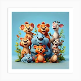 Cartoon Bears Family Art Print