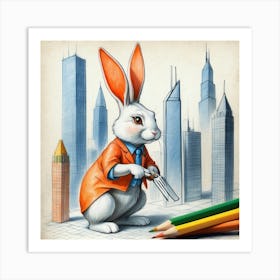 Rabbit In The City Art Print