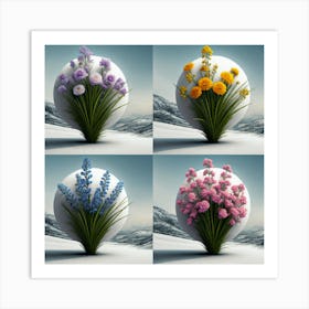 Flowers In The Snow 3 Art Print