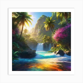 Waterfall In The Jungle 28 Art Print