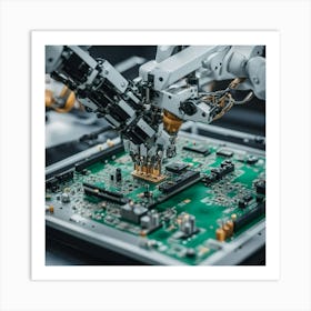 Robot Working On A Circuit Board 2 Art Print