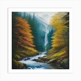 high falls in mountain forest Art Print