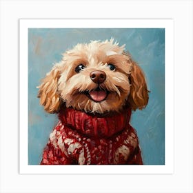 Christmas Golden Dog 1 Art Print