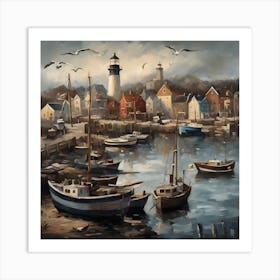 Lighthouse Harbor Art Print