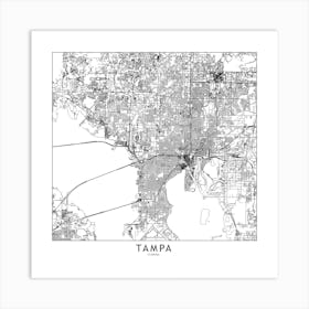 Tampa White Map Square Art Print