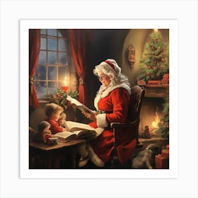 Santa Reading To Children 2 Art Print