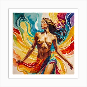 Freedom Dance Topless Female Dancer Art Print