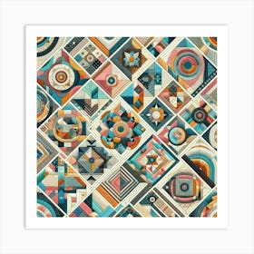 Colorful Quilt Using Geometric Patterns (4) Art Print