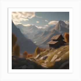 Mountain Cabin Art Print