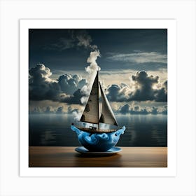 Sailboat In A Cup Art Print