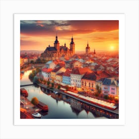 Sunset In Czech Republic Art Print