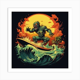 Surfer Monster Art Print