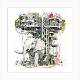 Elephant In The City Art Print