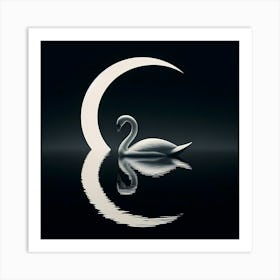 Swan In The Moonlight Art Print