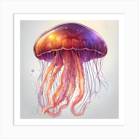 Jellyfish Orange & Purple Art Print