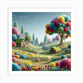 Yarn Village Art Print