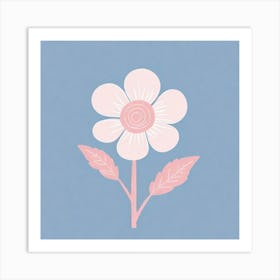 A White And Pink Flower In Minimalist Style Square Composition 550 Art Print