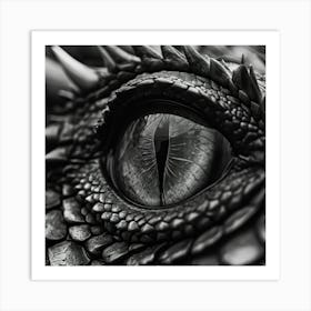 Macro Shot Of A Dragons Eye Scales Rich With Grey And Blue Tones In A Closeup Black And White Noi Art Print