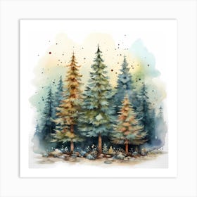 Dreamy Pines: Boho Rustic Christmas Bliss Art Print