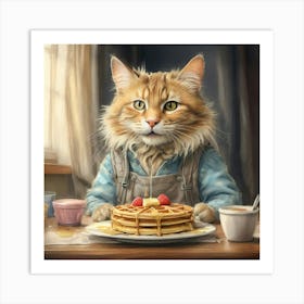 Cat With Waffles 2 Art Print