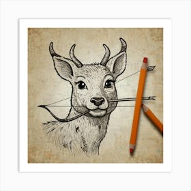 Deer With Bow And Arrow 6 Art Print