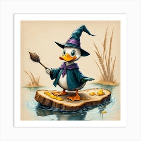 Duck In A Witch Hat Art Print