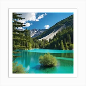 Blue Lake In The Mountains 5 Art Print