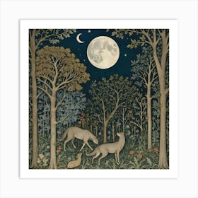 William Morris Print Night Forest Moon Poster Vintage 2 Art Print