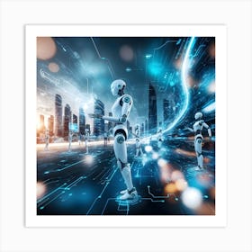 Robots In The City Art Print