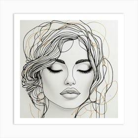 Line art Of A Woman Art Print